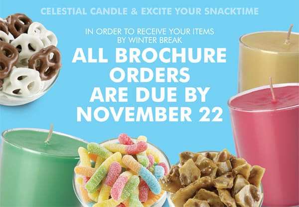 Excite Your Snacktime or Celestial Candle brochure fundraisers