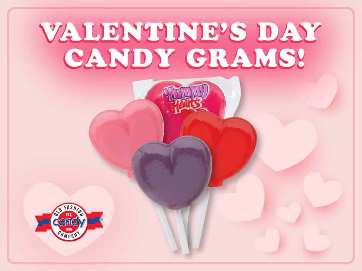 Have fun with Valentine's Day Candy Grams and Heart Lollipops
